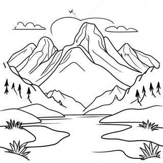 Beautiful Mountain Landscape Coloring Page | Land coloring page