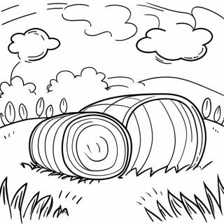 Hay Bales in a Sunny Field Coloring Page | Hay coloring page