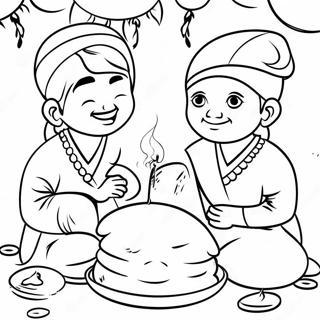 Pongal Festival Celebration Coloring Page | Pongal coloring page
