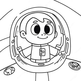 Miles in His Spaceship Coloring Page | Miles from Tomorrowland coloring page