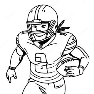 Alvin Kamara Running with Football Coloring Page | Alvin Kamara coloring page