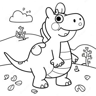 Peppa Pig Dinosaur Adventure Coloring Page | Peppa Pig Dinosaur coloring page