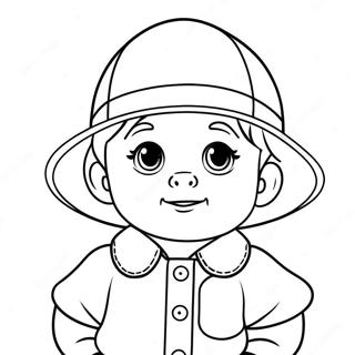Cute Baby in Yellow Hat Coloring Page | Baby in Yellow coloring page