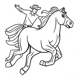 Galloping Western Horse Coloring Page | Western Horse coloring page