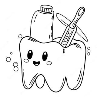 Fun Toothbrush and Tooth Coloring Page | Hygiene coloring page