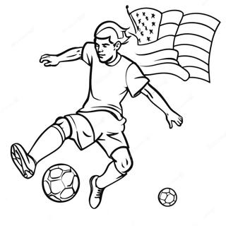 Exciting USA Soccer Player Kicking Ball Coloring Page | USA Soccer coloring page