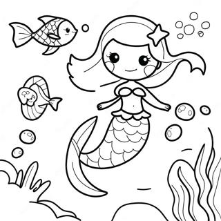 Colorful Mermaid with Dolphin Friends Coloring Page | Mermaid Dolphin coloring page