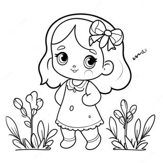 Cute Abigail with Flowers Coloring Page | Abigail coloring page