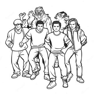 Teen Wolf Characters in Action Coloring Page | Teen Wolf coloring page