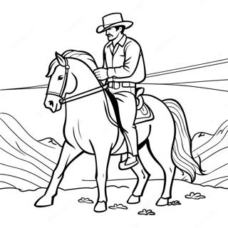 Western Cowboy Riding Horse Coloring Page | Western for Adults coloring page