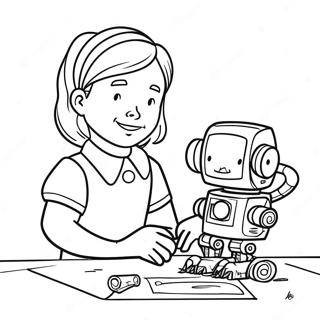 Creative Rosie Revere Building a Robot Coloring Page | Rosie Revere Engineer coloring page