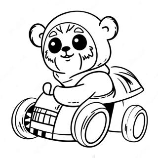 Cute Ewok with a Speeder Coloring Page | Ewok coloring page
