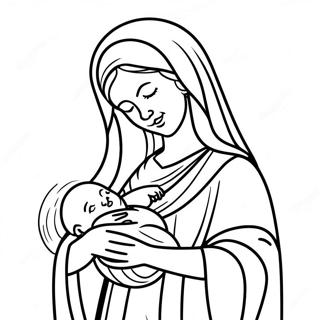 Mary Holding Baby Jesus Coloring Page | Mary and Joseph coloring page