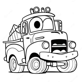 Funny Mater Driving a Truck Coloring Page | Mater coloring page