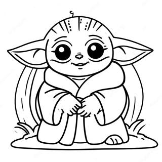 Baby Yoda Easter Bunny Coloring Page | Baby Yoda Easter coloring page