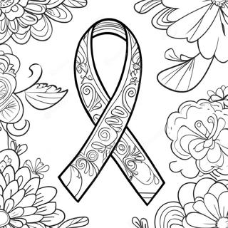 Colorful ARFID Awareness Ribbon Coloring Page | ARFID Awareness coloring page