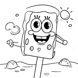 Colorful SpongeBob Popsicle in the Sun Coloring Page | SpongeBob Popsicle coloring page