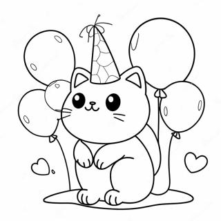 Splat the Cat with Colorful Balloons Coloring Page | Splat the Cat coloring page