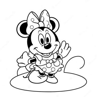 Minnie Mouse with Colorful Bow Coloring Page | Minnie Bowtique coloring page
