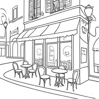 Charming Parisian Café Coloring Page | Paris coloring page