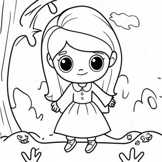 Molly McGee with a Spooky Background Coloring Page | The Ghost and Molly McGee coloring page