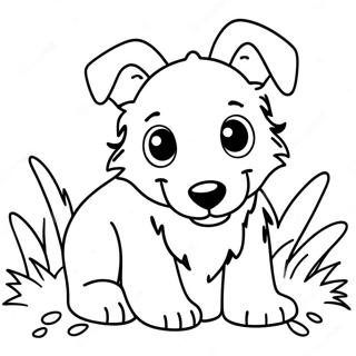 Playful Collie Puppy Coloring Page | Collie coloring page