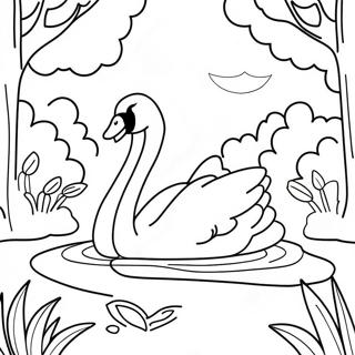 Swan Lake Scenic Coloring Page | Swan Lake coloring page
