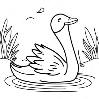 Elegant Swan in a Pond Coloring Page | Swan Lake coloring page