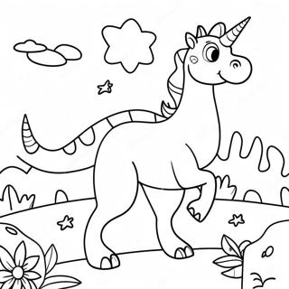Magical Unicorn Dinosaur Adventure Coloring Page | Unicorn Dinosaur coloring page