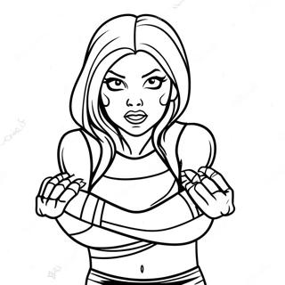 Alexa Bliss Wrestling Action Coloring Page | Alexa Bliss coloring page
