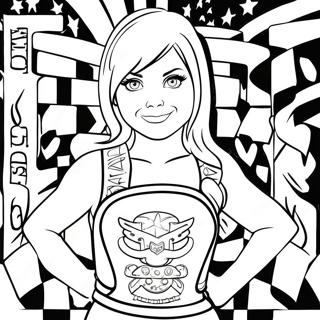 Cute Alexa Bliss with Championship Belt Coloring Page | Alexa Bliss coloring page