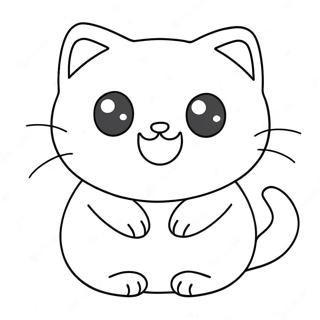 Kawaii Cute Cat Coloring Page | Kawaii Cute Cat coloring page