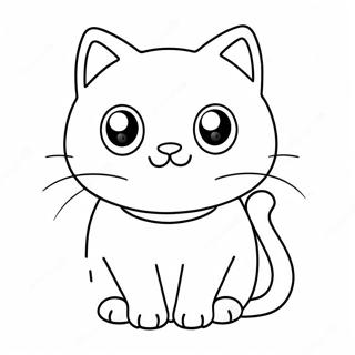 Adorable Kawaii Cat with Big Eyes Coloring Page | Kawaii Cute Cat coloring page