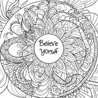 Colorful Believe in Yourself Mandala Coloring Page | Believe in Yourself coloring page