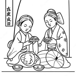 Hinamatsuri Festival Coloring Page | Hinamatsuri coloring page