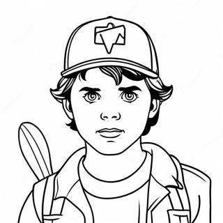 Stranger Things Steve with Bat Coloring Page | Stranger Things Steve coloring page