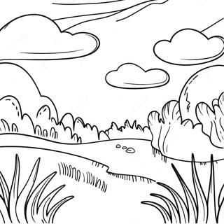 Grassland Landscape Coloring Page | Grassland coloring page