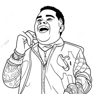 Kevin Gates Performing on Stage Coloring Page | Kevin Gates coloring page
