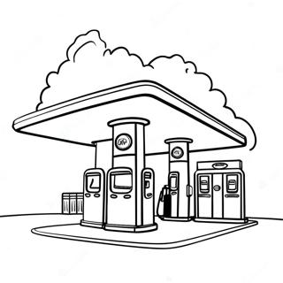 Gas Station Coloring Page | Gas Station coloring page