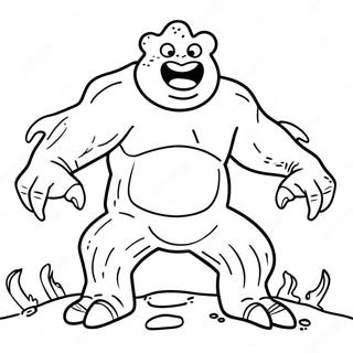 Fiery Lava Monster in Action Coloring Page | Lava Monster coloring page