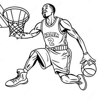 Harlem Globetrotters Player Dunking Coloring Page | Harlem Globetrotters coloring page