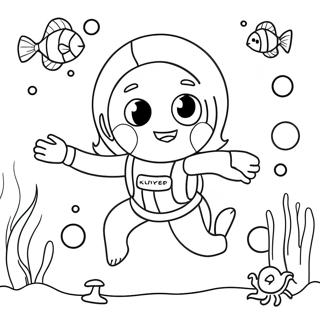 Deema Underwater Adventure Coloring Page | Deema Bubble Guppies coloring page