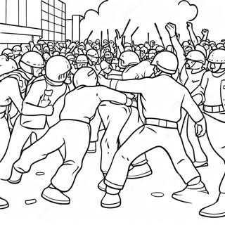 Riot Scene Coloring Page | Riot coloring page