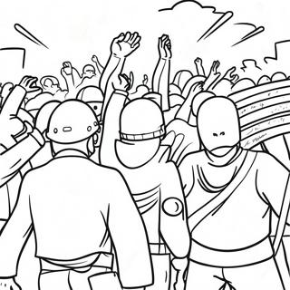 Colorful Riot Protesters Coloring Page | Riot coloring page