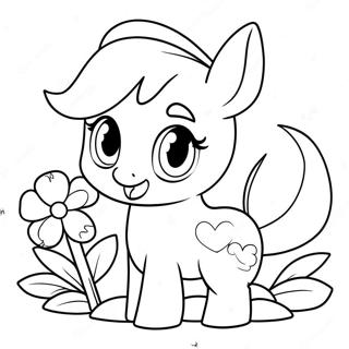 Cute Apple Bloom with Flowers Coloring Page | Apple Bloom coloring page