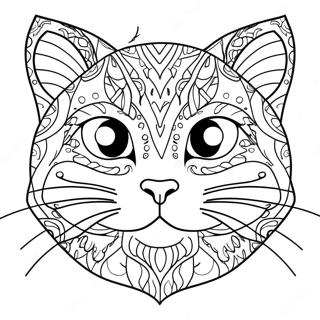 Playful Cat Head Coloring Page | Cat Head coloring page