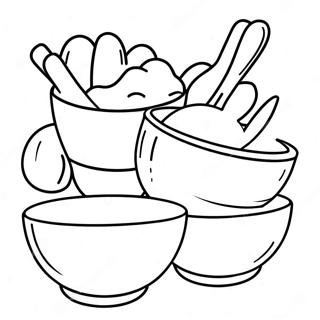 Colorful Mixing Bowls Coloring Page | Cooking Utensils coloring page