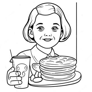 Eleven with Eggo Waffles Coloring Page | Stranger Things coloring page