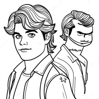 Cool Steve Harrington with Hair Coloring Page | Steve Harrington coloring page