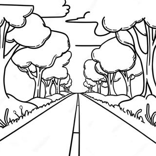 Scenic Blank Road Coloring Page | Blank Road coloring page